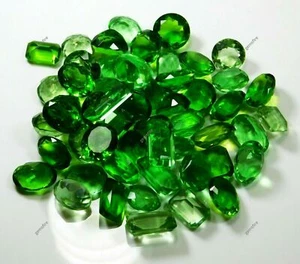 100 Ct Lab-Created Peridot MIX SHAPE Green CERTIFIED Loose Gemstone Ring Size - Picture 1 of 8