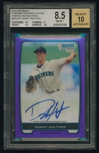 DANNY HULTZEN 2012 Bowman Chrome PURPLE REFRACTOR AUTO #4/10 BGS 8.5/10 NM-MT+ - Picture 1 of 2