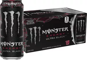 (15 Pack) Monster Ultra Black Energy Drink with Vitamins, Zero Sugar, 16 Fl Oz - Picture 1 of 4