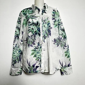 Elie Tahari Women’s Blouse Top Small  Floral Button Up 100% Cotton - Picture 1 of 9