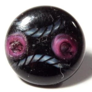 Victorian Czech pink satin floral striped rosette shank glass button 14mm - Picture 1 of 2