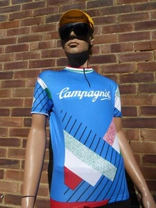 Camiseta deportiva de carreras clásica vintage de diseño tricolor de Campagnolo talla 5 RARA - Imagen 1 de 5