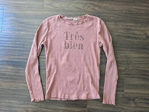 Size 13 14 Zara Kids Tres Bien French Brick Brown Girl Top Long Sleeve Shirt - Picture 1 of 3