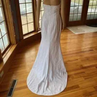 * Landa белый атлас волны бисера без бретелек свадебное платье свадебное платье размер 12 - Изображение 1 из 4