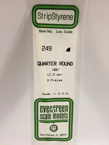 NEW Evergreen Scale Models #249 Quarter Round Styrene .080 x 14 in 3 Pk - Picture 1 of 1