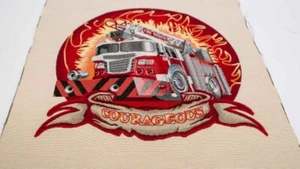 USA Feuerwehr Gobelin Stoff Feuerwehrstoff 47x47cm Panel 911 Kissenstoff Fire - Bild 1 von 2