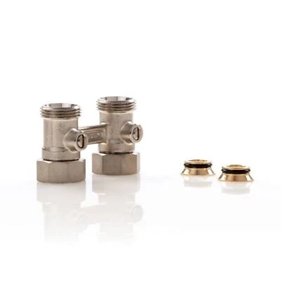 Hahnblock D2/50 Standard Durchgangsform für Heizkörper mit 3/4" AG Simplex - Bild 1 von 4