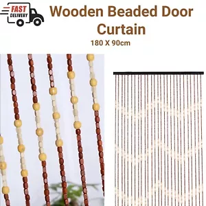 Wooden Beaded Door Curtain Tuscany Hanging Summer Blind Fly Screen 180 X 90cm - Picture 1 of 5