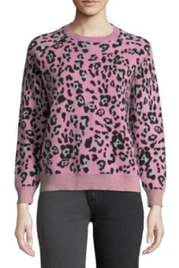 NWT REPLICA Los Angeles Pink Peony Leopard Metallic Sweater Cashmere Wool Small - Picture 1 of 5