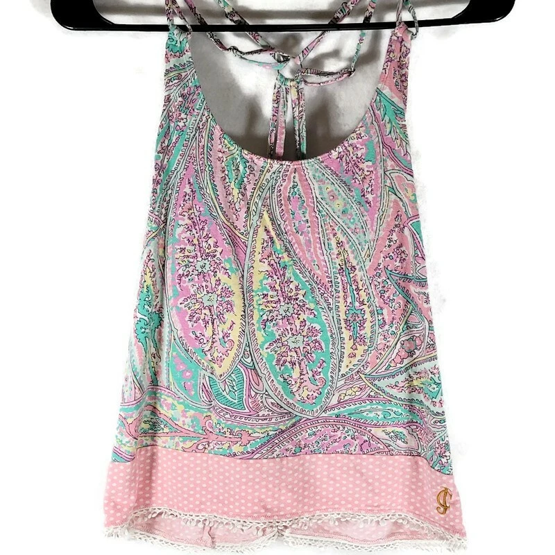 Juicy Couture Black Label Sleep Multicolor Paisley Cami Pajama Top Size Medium - Image 1 of 4