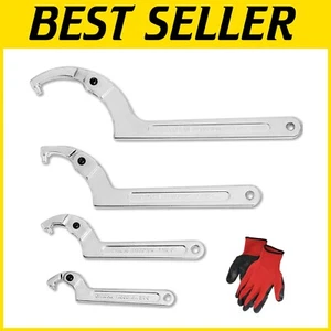 Adjustable 4-Piece Hook Wrench Set for Hydraulic Ram - Chrome Vanadium Steel - Picture 1 of 8