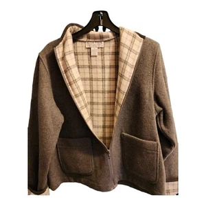 Giacca Norton Studio donna taglia media grigia full zip cappotto tasche grigio a quadri  - Foto 1 di 7