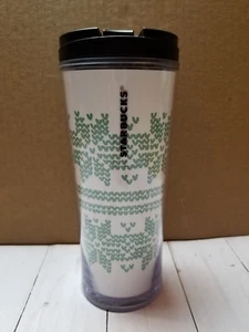 Starbucks 2009 blanco acrílico con copos de nieve verdes 12 oz. Nuevo con etiquetas - Imagen 1 de 8