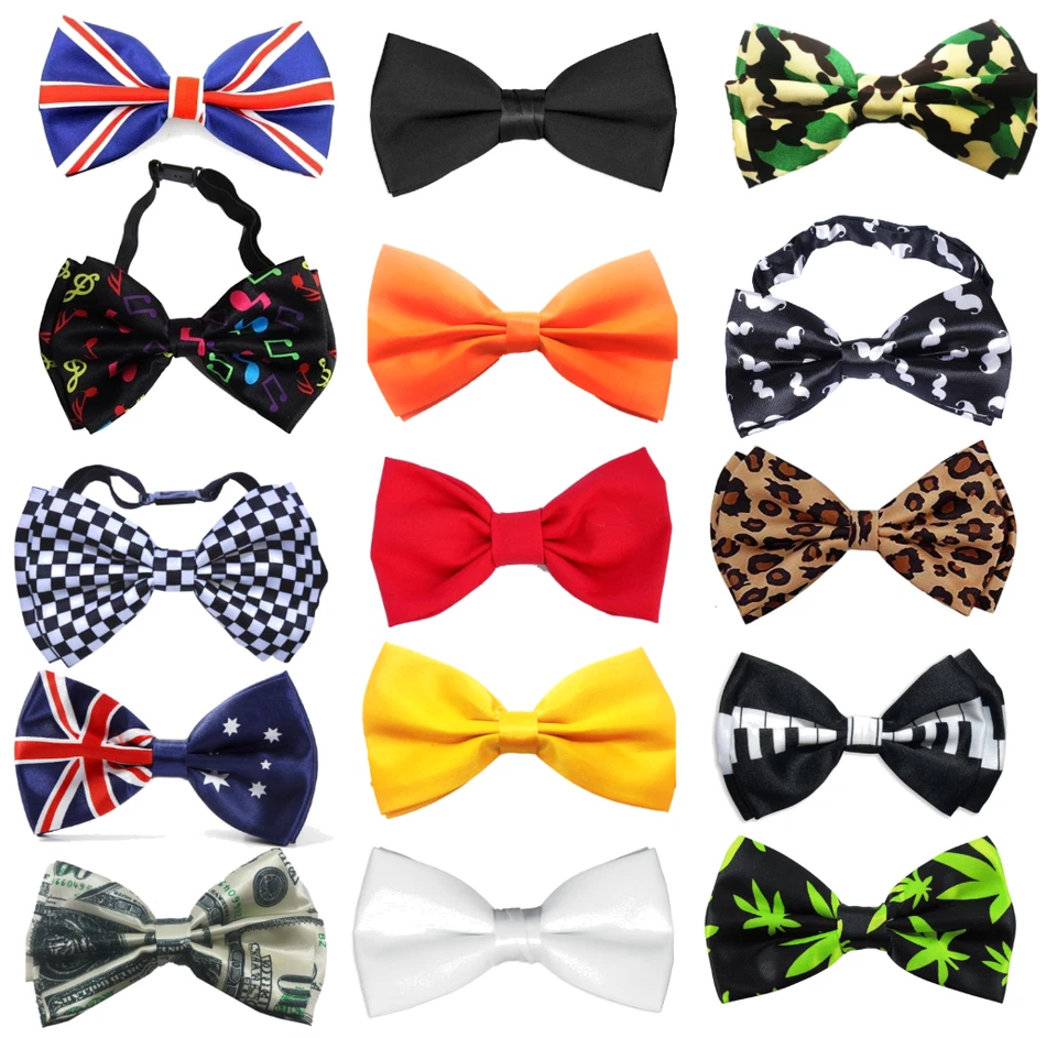 Satin Bow Strap On Tie Wedding Mens Great Fancy Dress Unisex Funky 29 Designs UK - Image 1 of 1