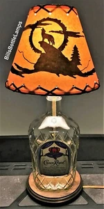 Crown Royal Large 1.75L Bottle TABLE LAMP Light w/ COYOTE WOLF SHADE & LED Bulb - Picture 1 of 12