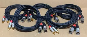 5 x 2 x Male XLR to 2 x RCA Phono Plug Twin Lead Audio Signal Patch Cable - Picture 1 of 5