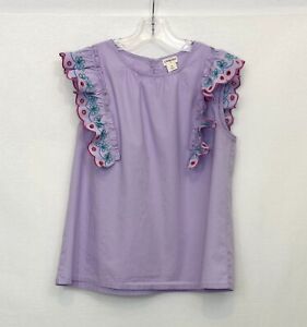 Crewcuts Girls Top Shirt 12 Cotton Blend Purple Sleeveless Crew Neck