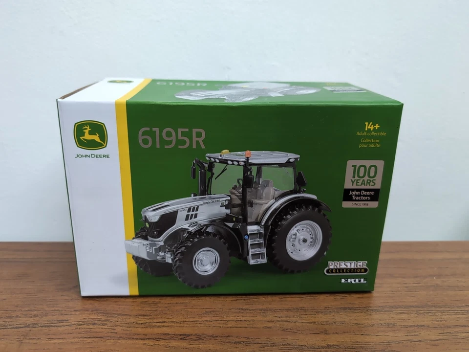 1/32 Ertl Toy John Deere 6195R 100 Years Prestige Silver Edition Tractor - Image 1 of 1
