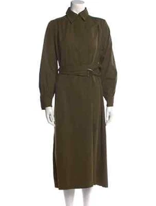 THE FRANKIE SHOP M size shirtdress midi length shirt dress olive cotton blend - Picture 1 of 3