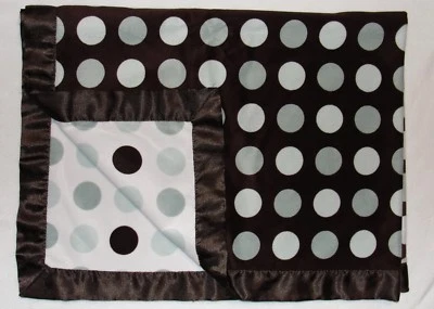 Manta de bebé a lunares Lambs & Ivy borde satinado marrón blanco gris Foto 1 de 3