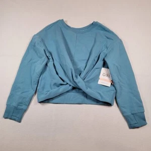 NWT Athleta Girl Retroplush Twist Sweatshirt Sz XL 14 Youth Teal Power of She - Picture 1 of 6