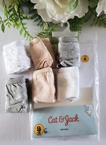 Cat & Jack Girls' Bikinis Panties 6 Pack Size 6 (42-54lbs.) Gray Beige And White - Picture 1 of 4