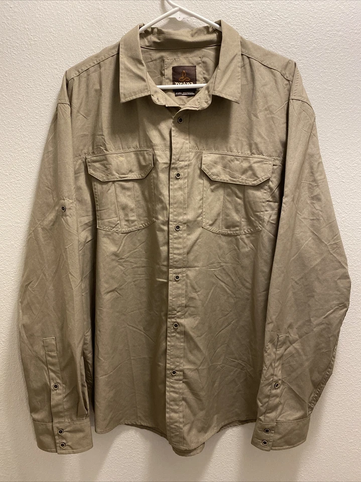 Prana Long Sleeve Men's Button Up Shirt Size XL RN124977 Lightweight Pockets New - Image 1 of 4