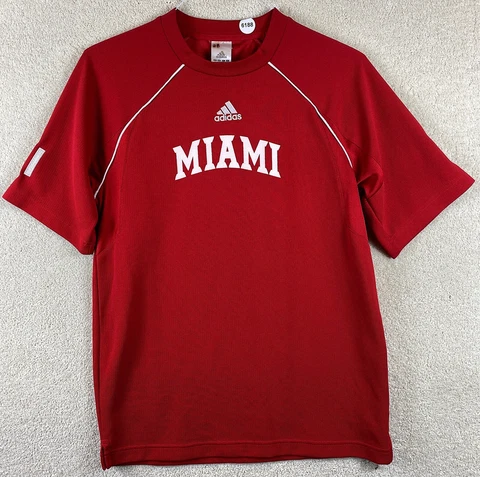 Miami Redhawks Red XS T Shirt NCAA Adidas XS Short Sleeve Shirt Oxford Cover