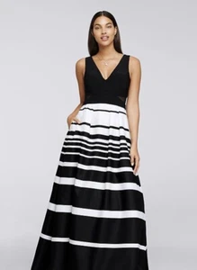 Ballkleid Abendkleid mit Taschen V-Ausschnitt schwarz weiß Xscape - Bild 1 von 11