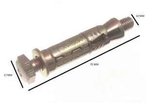 Loose Shield Anchor Bolt M10 Bolt M14 Shield By 70mm Length Yzp Pack Of 2 - Picture 1 of 1