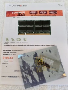 ProMOS V826664G24SCSG-C0 SoDimm 512 MB Laptop Memory NON ECC PC2700U 333 MHz - Picture 1 of 4
