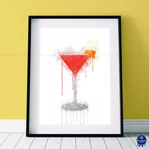 Impresión artística estilo salpicaduras de cóctel cosmopolita, disponible en 4 tamaños. - Imagen 1 de 6
