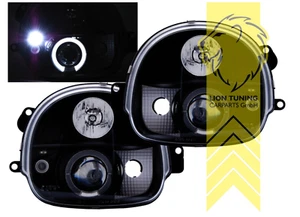 LT LED DRL Lightbar Halo Ring Headlights Renault Twingo 1 MK1 black LHD - Picture 1 of 5