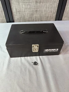 Brinks Security Cash Box Bills & Coins Slots Fire Proof Steel W/key (SU) - Picture 1 of 9