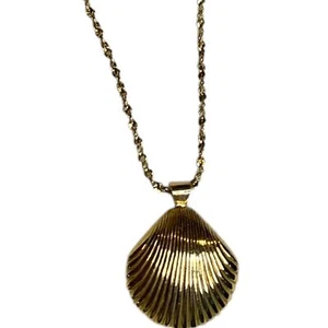 Collar dorado colgante de concha marina de 17,5 pulgadas con cierre de resorte - Imagen 1 de 7