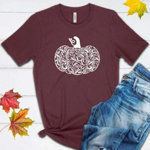 Paisley Pumpkin Fall Halloween T Shirt 02812 - Picture 1 of 1