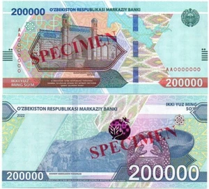 Uzbekistan - 200000 Sum 2022 UNC P. W93s - Specimen Lemberg-Zp - Picture 1 of 1