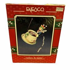 Vintage Enesco Letters to Santa Christmas Ornament Mouse Tea Cup Alphabet Soup