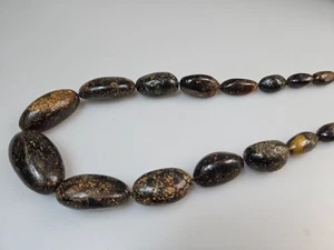 Raw amber necklace, genuine jewelry, gemstone, black and green, good for health - Picture 1 of 5