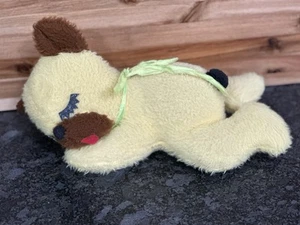 Vintage gelber Welpe Hund Plüsch Schlaf Augen Wimpern liegend - Bild 1 von 7