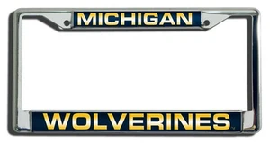 Michigan Wolverines License Plate Frame Laser Cut Chrome - Picture 1 of 1