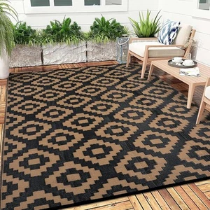 Outdoor Rug Reversible Plastic Straw Patio Camping Indoor Mat Carpet Waterproof - Picture 1 of 47