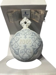 Lladro 2005 Weihnachtskugel Ornament Porzellan 01018184 blau/weiß mit Box - Bild 1 von 6