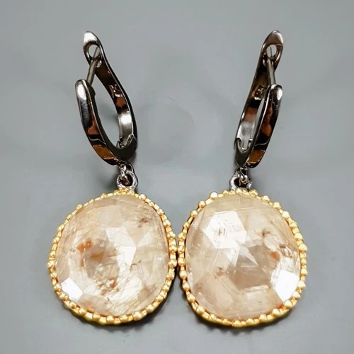 Joyería 28 ct+ Pendientes Zafiro Dorado Natural Plata de Ley 925/E129085 Foto 1 de 4