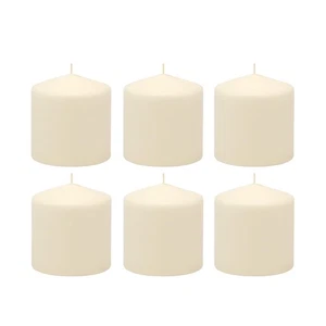 Confezione 6 Candele Pilastro Cera Avorio Senza Profumo Brucia 18 Ore Alte 3 x 3 Pollici - Foto 1 di 8