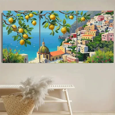 3pcs  Positano Lemon Tree, Cityscape Wall Art Canvas Unframed/Framed - image 1 of 4