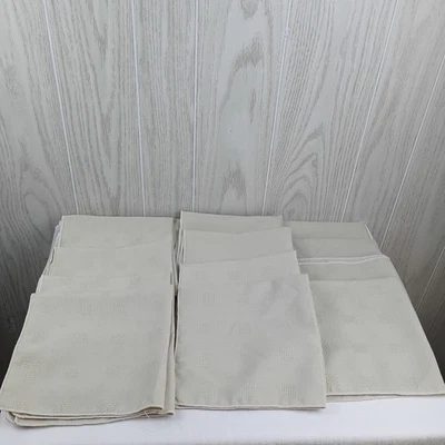 Juego de 12 servilletas de tela cuadradas bordadas de punto mezcla de algodón beige de colección Foto 1 de 4