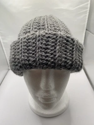 Gorro de ganchillo hecho a mano gris unisex adulto Foto 1 de 4