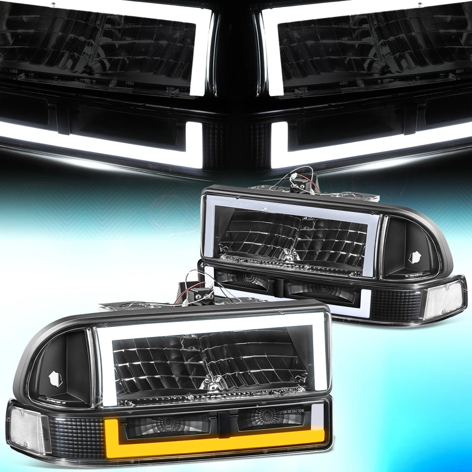 Faros traseros LED DRL cuadrados negros transparentes para Chevy Blazer S10 1998-2004 Foto 1 de 4