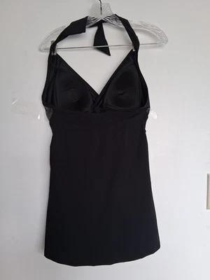 LL Bean talla 10 traje de baño negro de una pieza, top halter y falda de baño inferior. Exc Foto 1 de 4